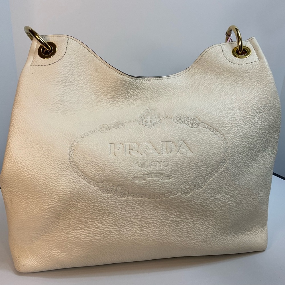 Prada Vitella Phenix Cream Hobo Bag - Picture 1 of 9